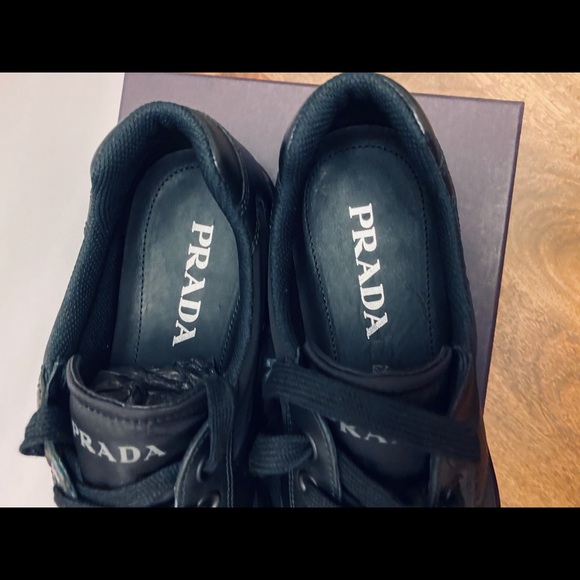 Prada Men's Nylon Leather Sneaker, Black 4E2845 - Picture 9 of 12